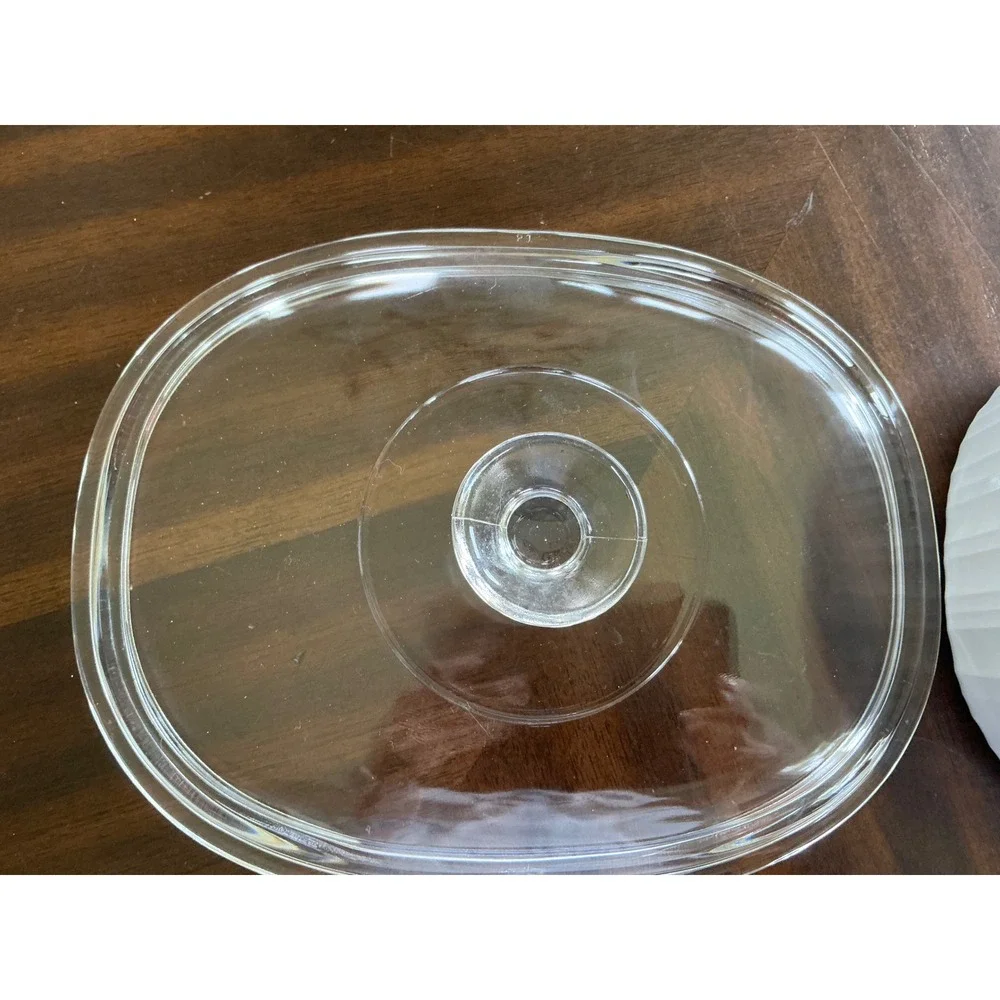 CorningWare Vintage French White Oval Casserole Dish with Pyrex Glass Lid 2.5 Qt
